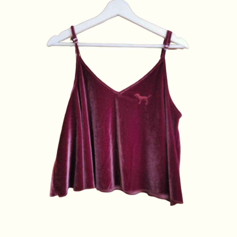 Victoria's Secret PINK Womens Velvet Maroon Tank Top Size Large